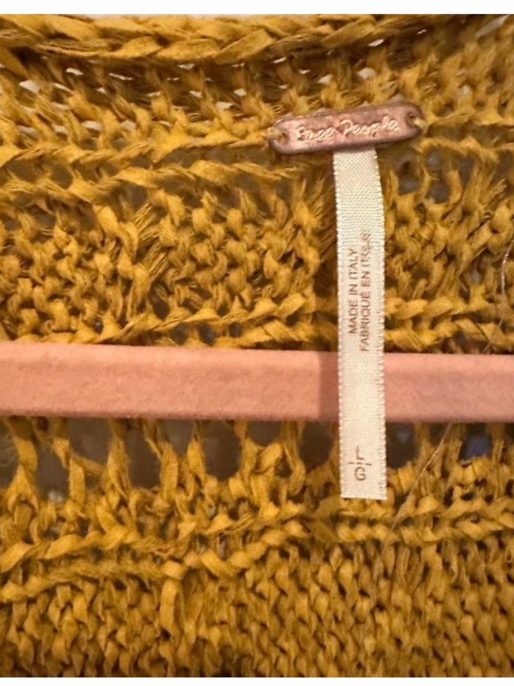 NWOT Free People Luxe Parker Golden Honey Yellow Open Crochet Duster Cardigan L - Picture 6 of 6